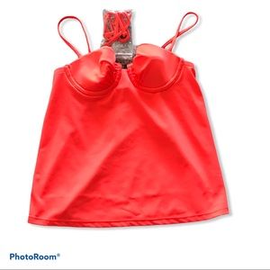 J. Crew Neon Papaya NWT Underwire Tankini Top